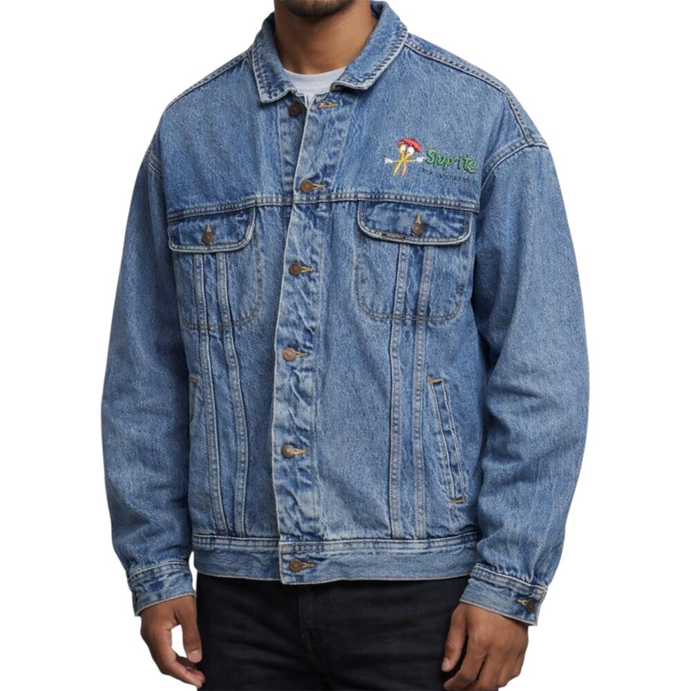 Vintage LEE Denim Jacket Jean 100% Cotton Snip Its Chest Logo Pockets 2XL